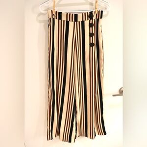 Zara XS Striped Wide-Leg Cropped Pants